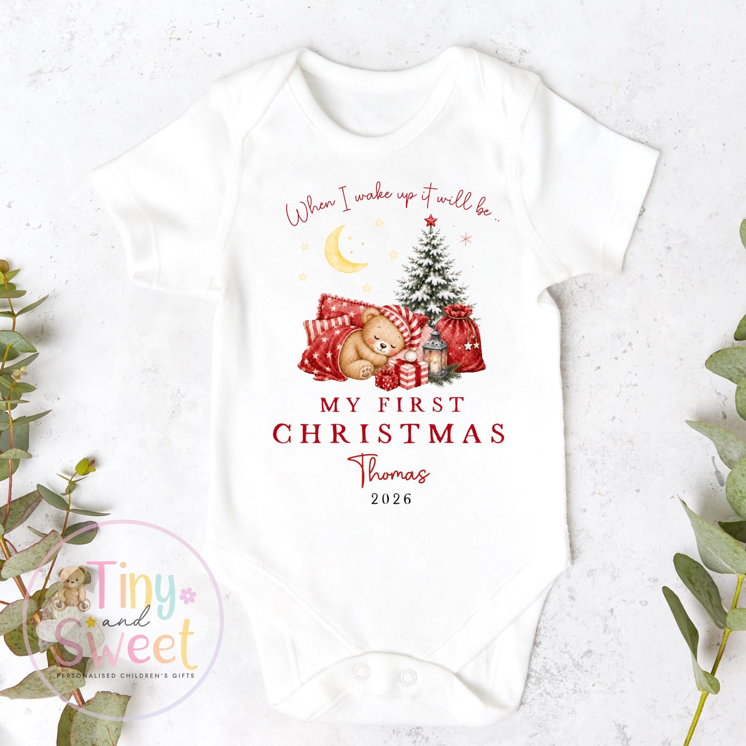 Personalised First Christmas Baby Grow , My First Christmas, Custom Name Sleepsuit, Baby’s First Christmas, Xmas Baby Outfit