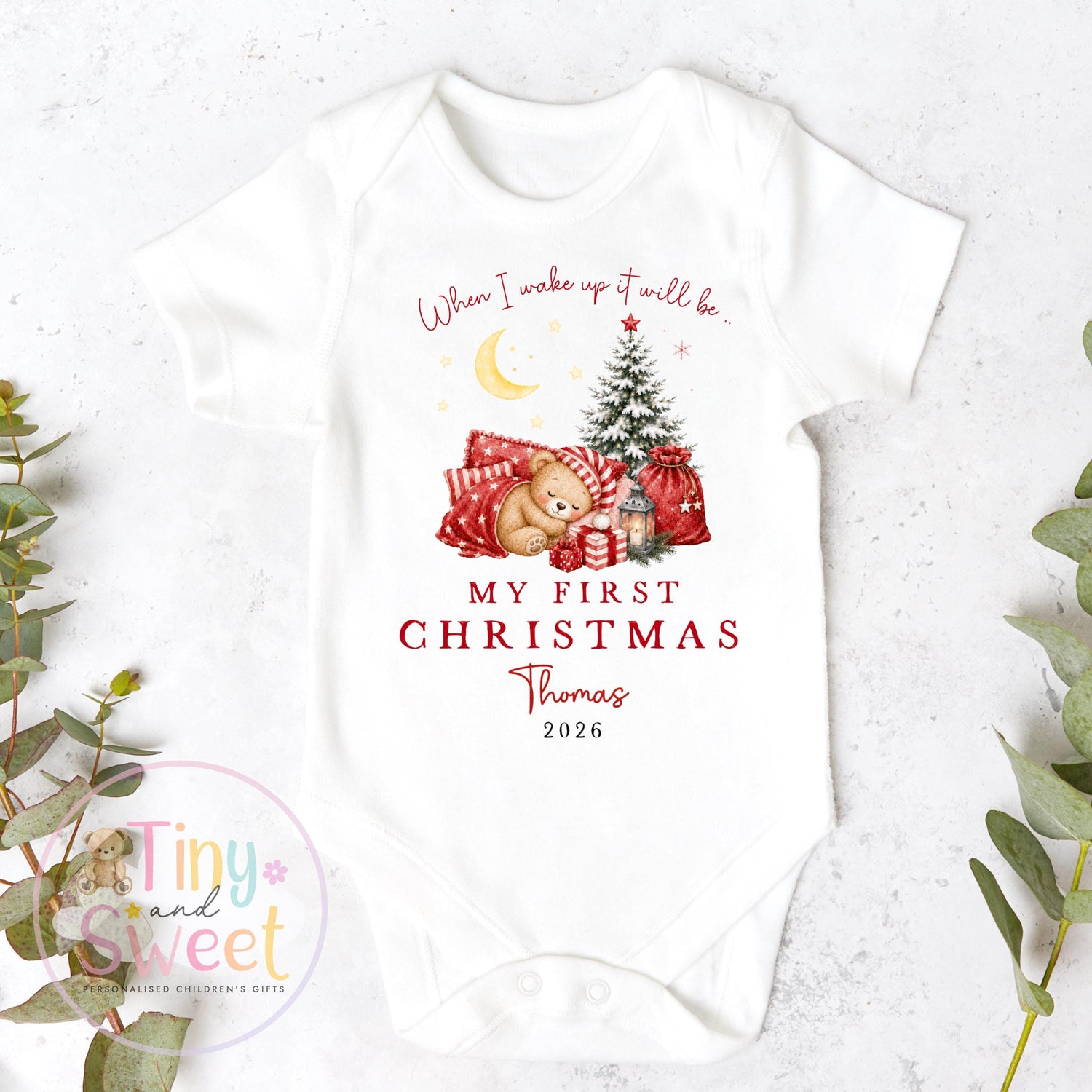 Personalised First Christmas Baby Grow , My First Christmas, Custom Name Sleepsuit, Baby’s First Christmas, Xmas Baby Outfit