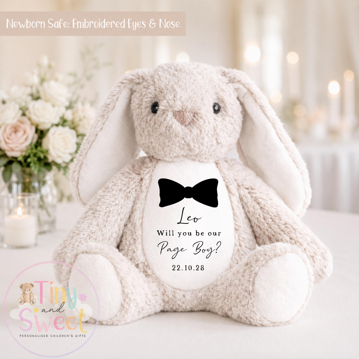 Personalised Page Boy Bunny, Page Boy Gift, Will you be my page boy Bunny, Personalised Soft Toy, Page Boy Proposal, Ring Bearer