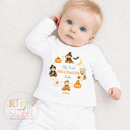 Personalised My First Halloween Sleepsuit – First Halloween –Baby’s 1st Halloween Outfit with Name – Custom Baby Grow – Halloween Baby Gift