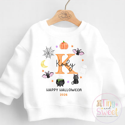 Personalised Halloween Sweatshirt or T Shirt for Kids, Halloween Top, Pumpkin T Shirt, Kids Halloween Outfits, Boys or Girls Halloween Gift