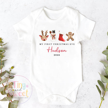 First Christmas Eve Baby Grow , My First Christmas, Custom Name Sleepsuit, Baby’s First Christmas, Personalised Christmas Baby Outfit