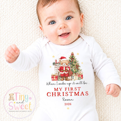 First Christmas Baby Grow , My First Christmas, Custom Name Sleepsuit, Baby’s First Christmas, Personalised Christmas Baby Outfit