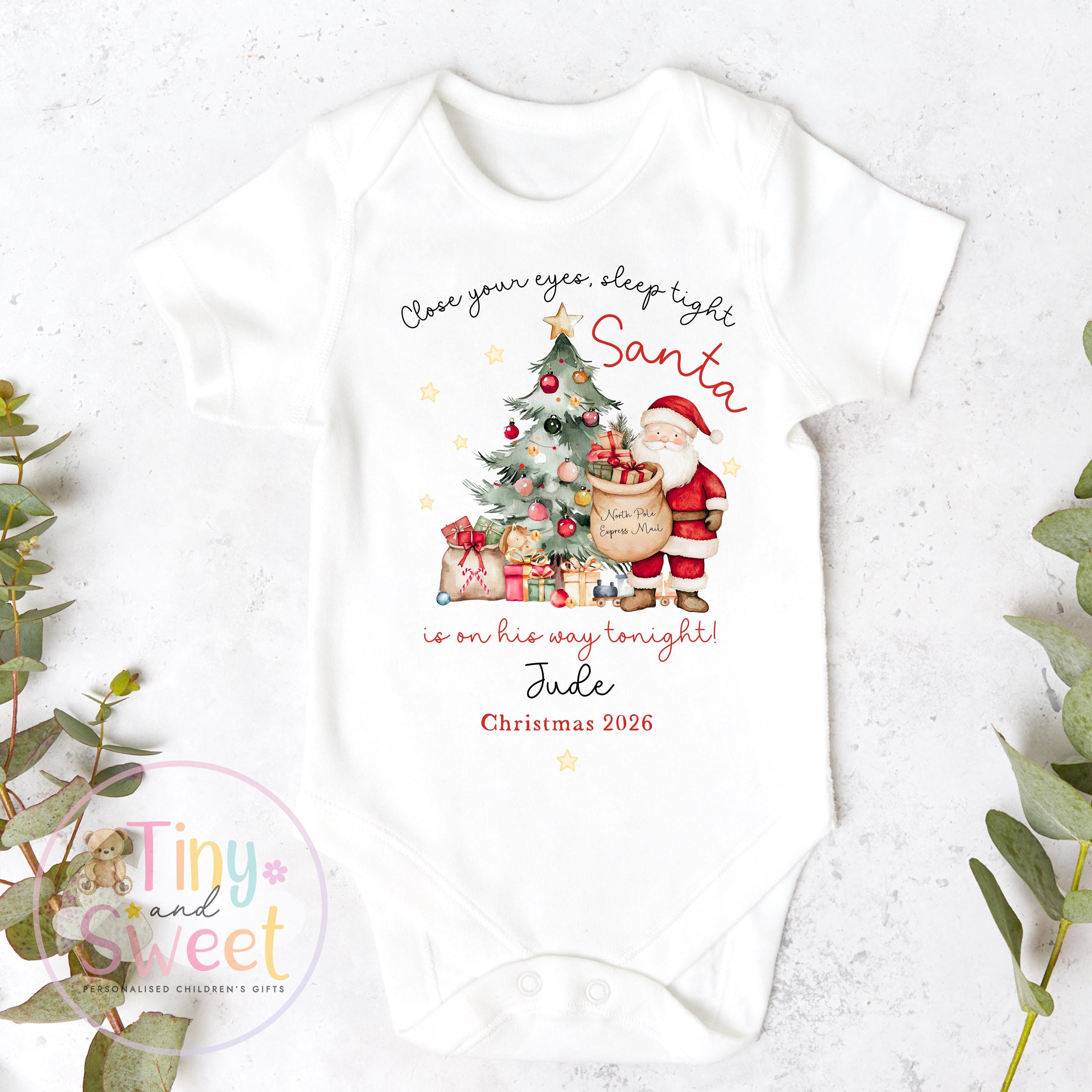 First Christmas Baby Grow , My First Christmas, Custom Name Sleepsuit, Baby’s First Christmas, Personalised Christmas Baby Outfit
