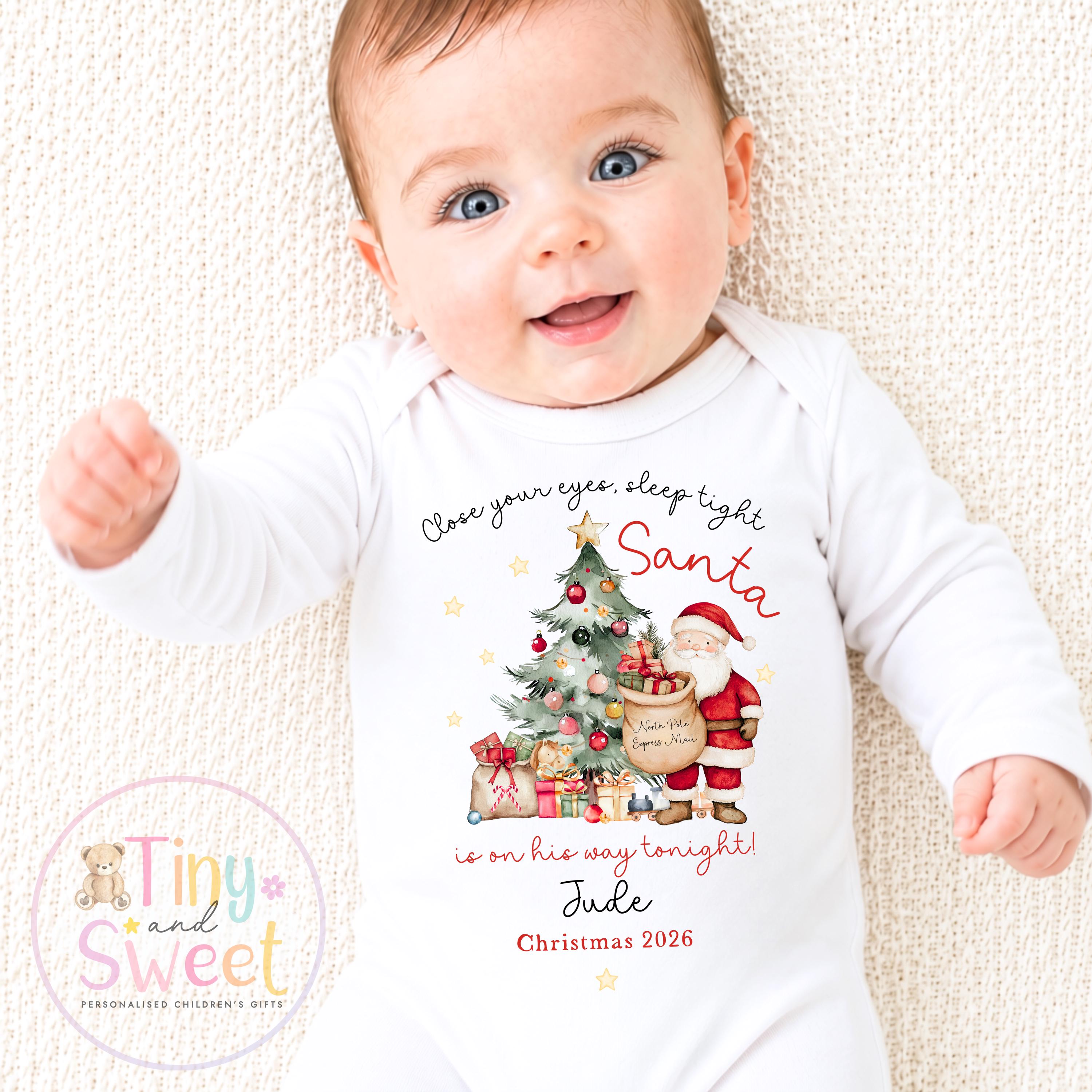 First Christmas Baby Grow , My First Christmas, Custom Name Sleepsuit, Baby’s First Christmas, Personalised Christmas Baby Outfit