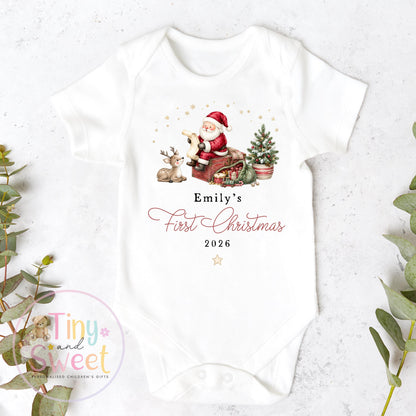 My First Christmas Sleepsuit, Personalised My First Christmas Babygrow, Baby’s 1st Christmas Outfit, Newborn Christmas Outfit, First Xmas