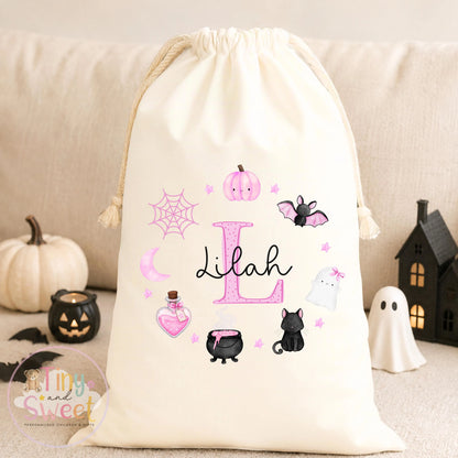 Pink Wreath Personalised Halloween Boo Bag
