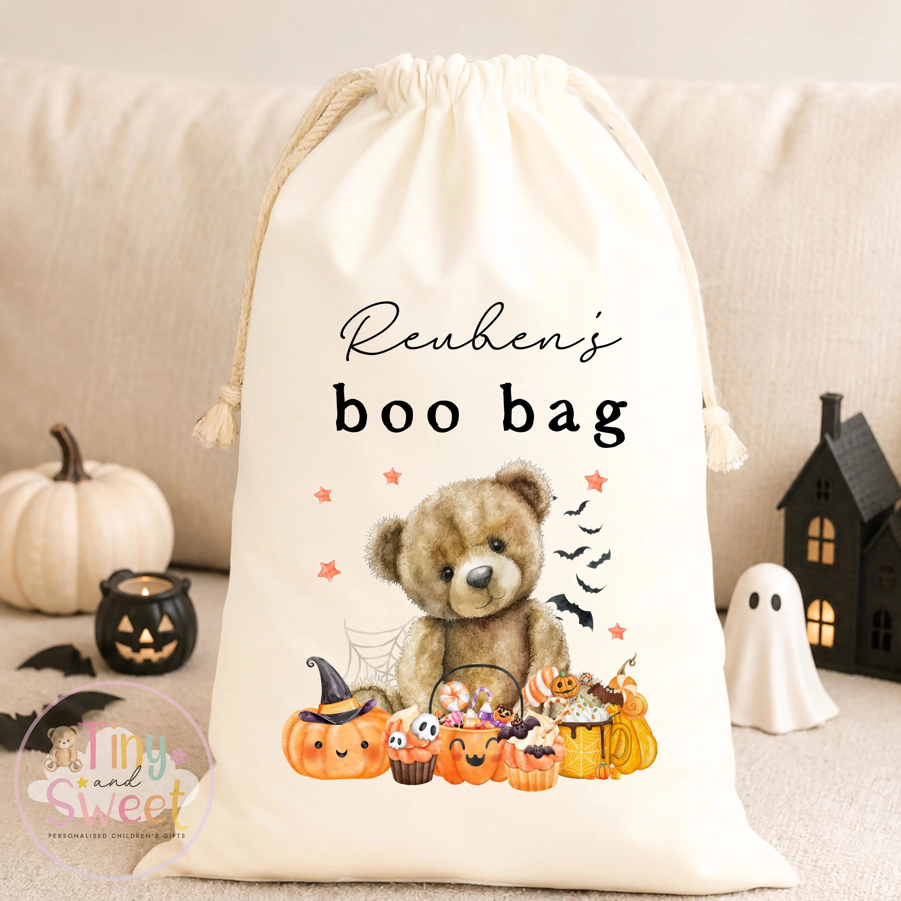 Teddy Bear Trick or Treat Personalised Halloween Bag