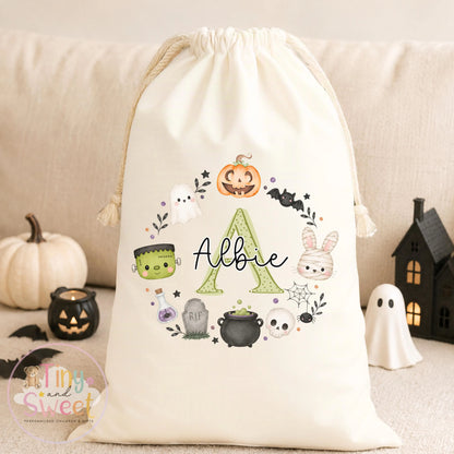 Green Initial Frankenstein Personalised Boo Bag