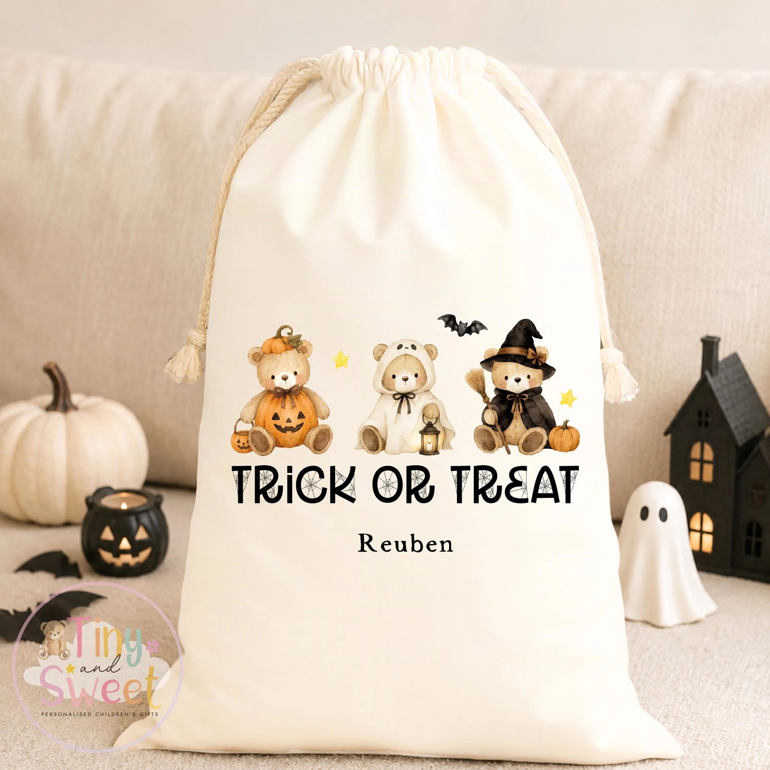 Teddy Bears Trick or Treat Personalised Halloween Bag