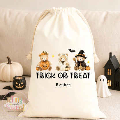 Teddy Bears Trick or Treat Personalised Halloween Bag