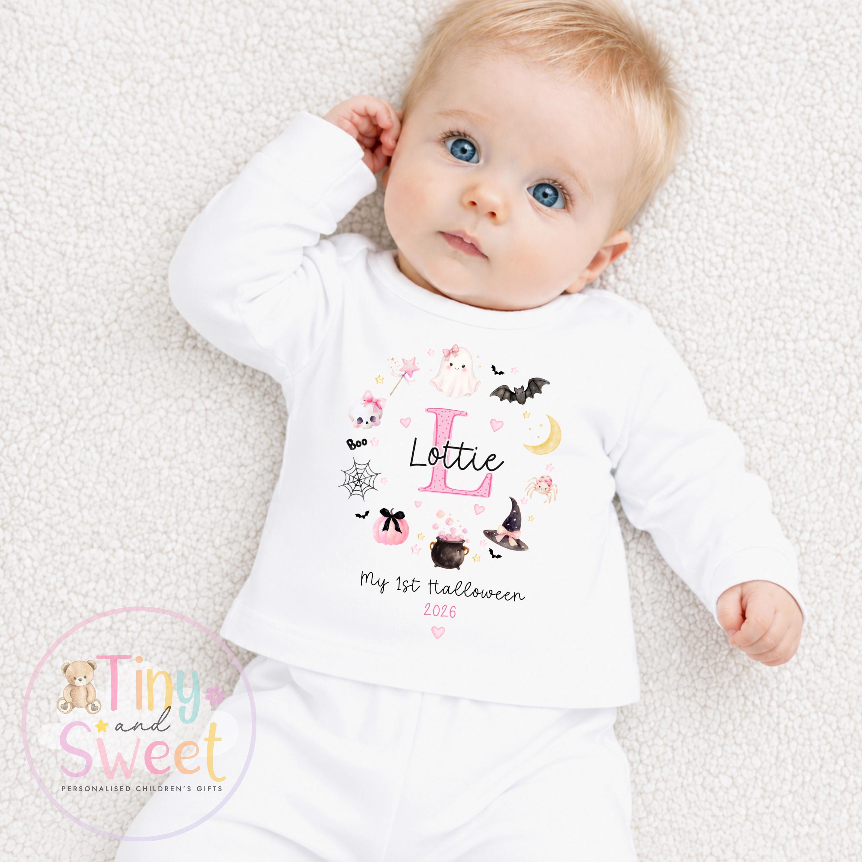 Personalised First Halloween Baby Grow , My First Halloween, Custom Name Sleepsuit, Baby’s First Halloween, Halloween Baby Outfit