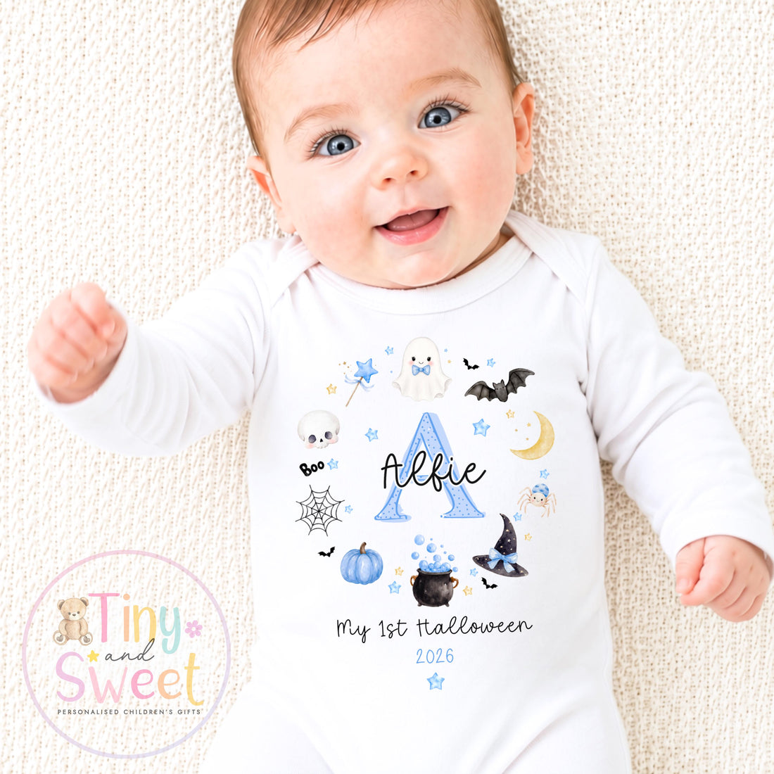 Personalised First Halloween Baby Grow , My First Halloween, Custom Name Sleepsuit, Baby’s First Halloween, Halloween Baby Outfit