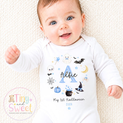 Personalised First Halloween Baby Grow , My First Halloween, Custom Name Sleepsuit, Baby’s First Halloween, Halloween Baby Outfit