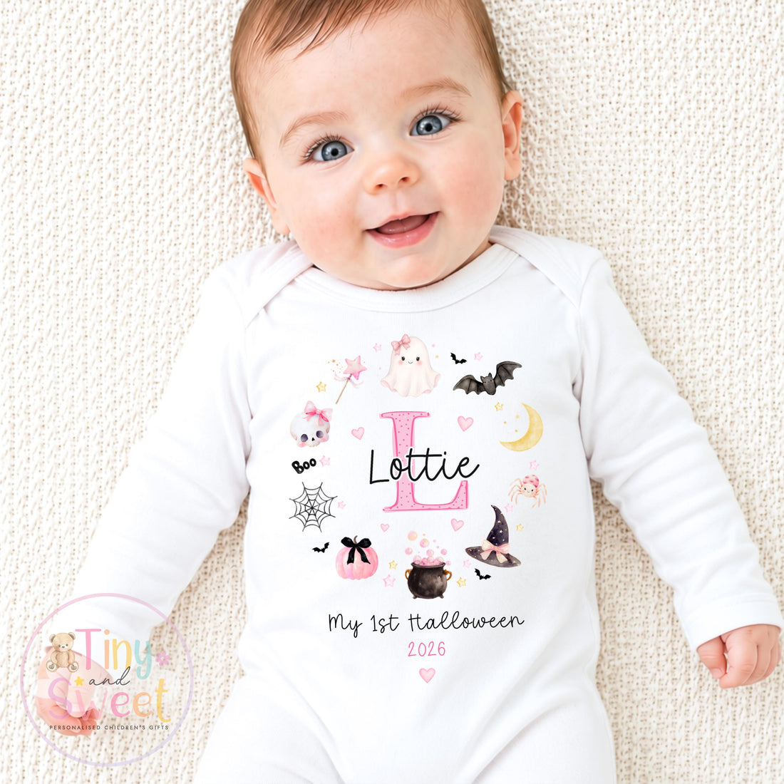 Personalised First Halloween Baby Grow , My First Halloween, Custom Name Sleepsuit, Baby’s First Halloween, Halloween Baby Outfit
