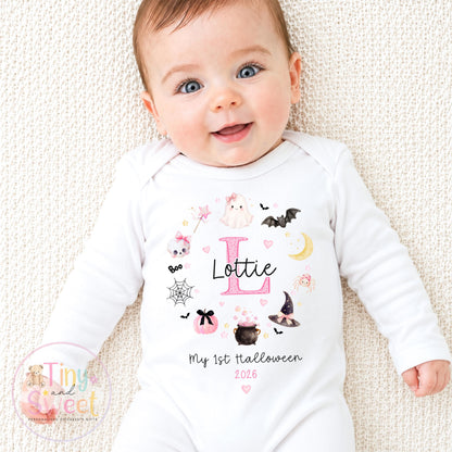 Personalised First Halloween Baby Grow , My First Halloween, Custom Name Sleepsuit, Baby’s First Halloween, Halloween Baby Outfit