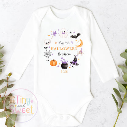 Personalised First Halloween Sleepsuit, Baby Halloween Outfit, Halloween Newborn Gift, First Halloween Babygrow, 1st Halloween Baby Gift