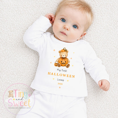 Personalised First Halloween T Shirt, Baby Halloween Outfit, Halloween Newborn Gift, First Halloween Babygrow, 1st Halloween Baby Gift