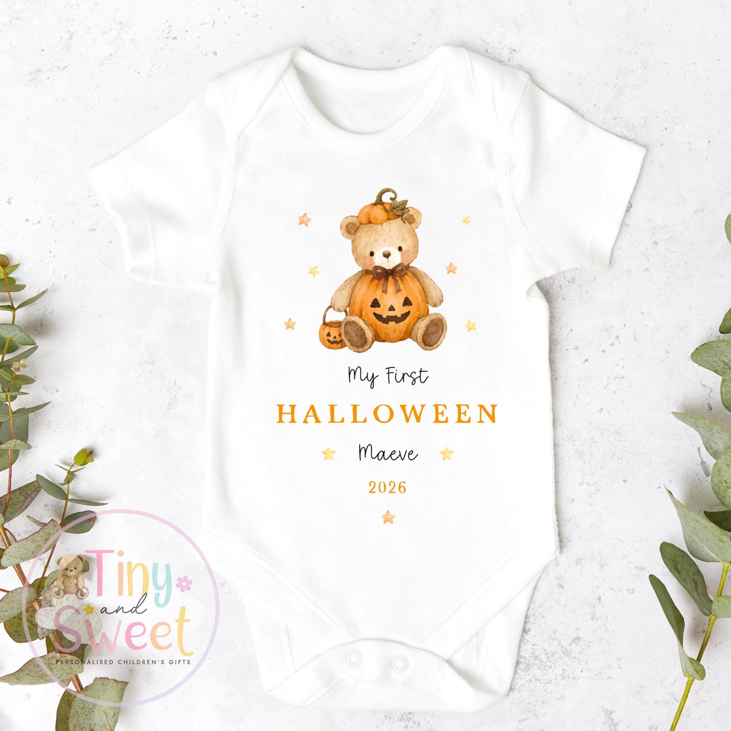 Personalised First Halloween T Shirt, Baby Halloween Outfit, Halloween Newborn Gift, First Halloween Babygrow, 1st Halloween Baby Gift