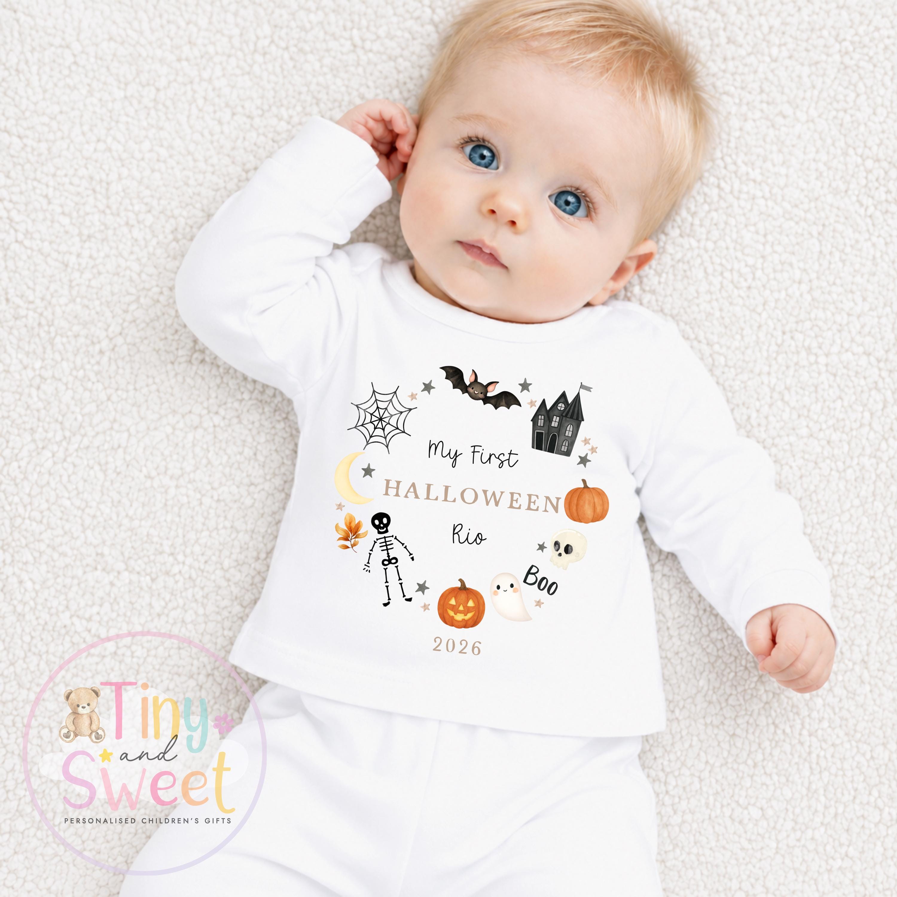 Personalised First Halloween Sleepsuit, Baby Halloween Outfit, Halloween Newborn Gift, First Halloween Babygrow, 1st Halloween Baby Gift