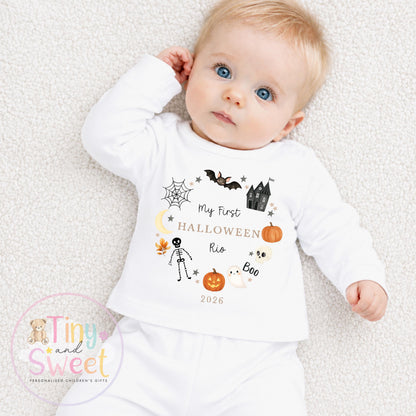 Personalised First Halloween Sleepsuit, Baby Halloween Outfit, Halloween Newborn Gift, First Halloween Babygrow, 1st Halloween Baby Gift