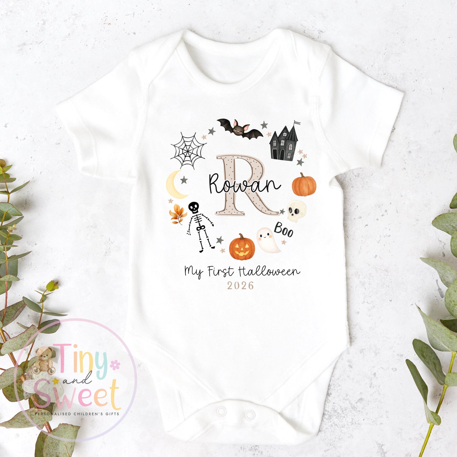 Personalised First Halloween Sleepsuit, Baby Halloween Outfit, Halloween Newborn Gift, First Halloween Babygrow, 1st Halloween Baby Gift
