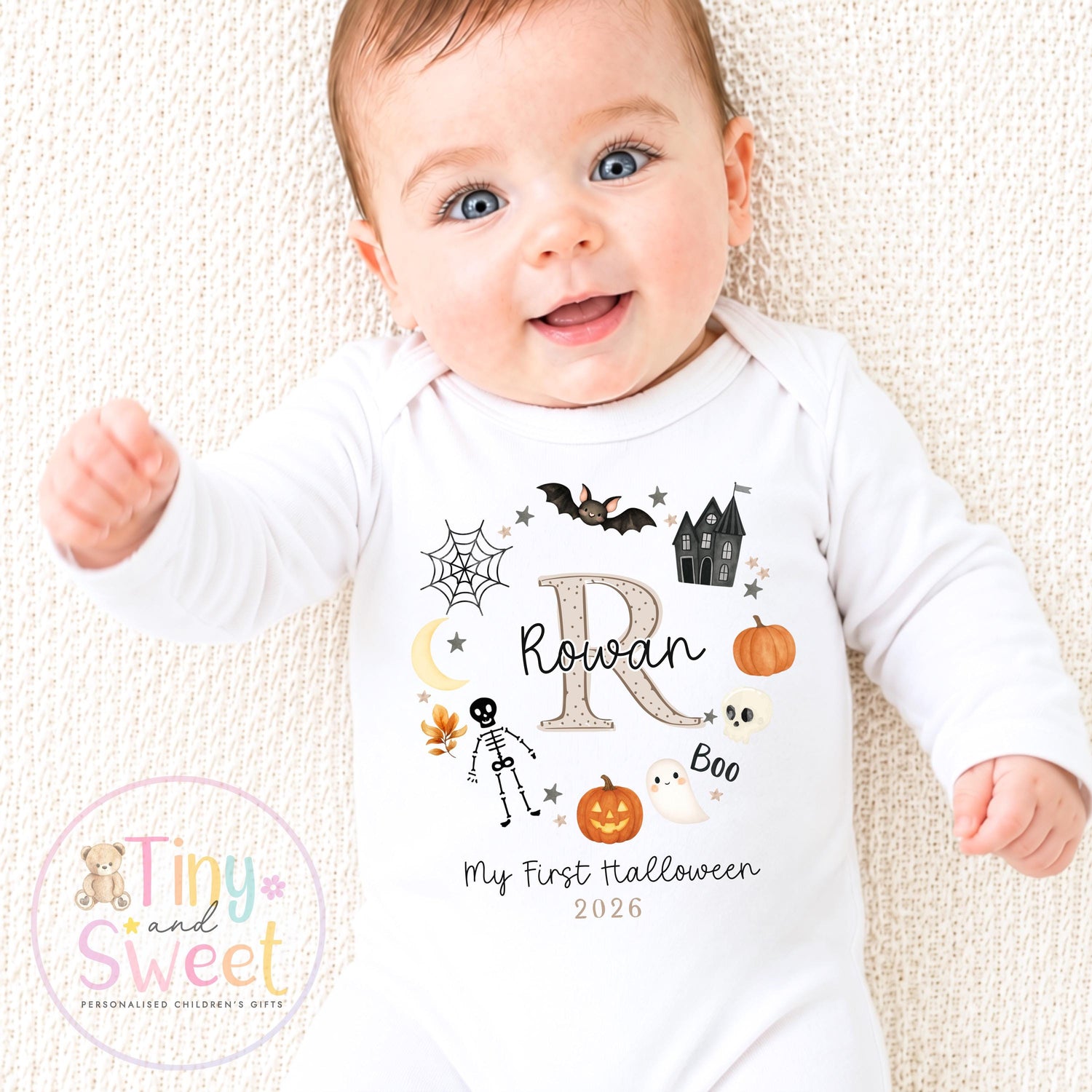 Personalised First Halloween Sleepsuit, Baby Halloween Outfit, Halloween Newborn Gift, First Halloween Babygrow, 1st Halloween Baby Gift