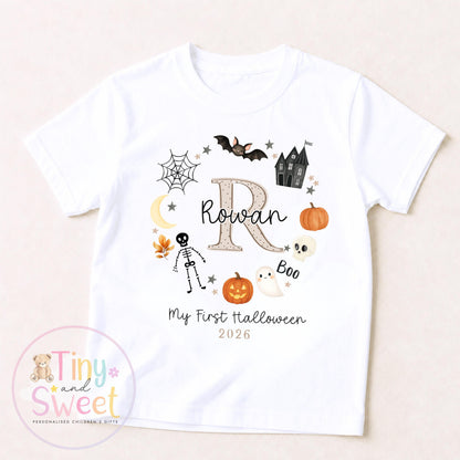 Personalised First Halloween T Shirt, Baby Halloween Outfit, Halloween Newborn Gift, First Halloween Babygrow, 1st Halloween Baby Gift