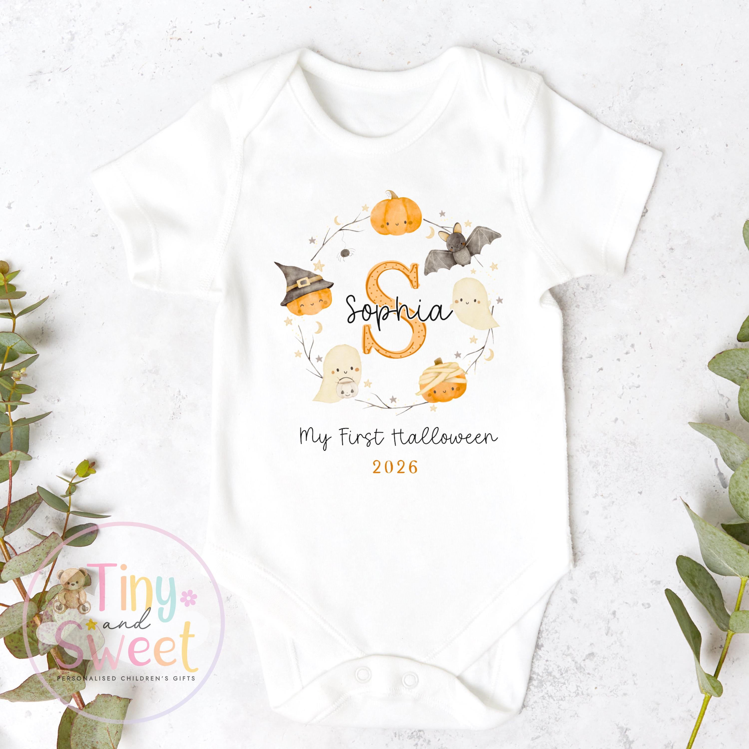 Personalised First Halloween Sleepsuit, Baby Halloween Outfit, Halloween Newborn Gift, First Halloween Babygrow, 1st Halloween Baby Gift