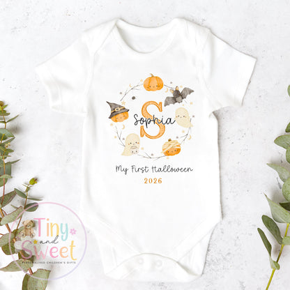 Personalised First Halloween Sleepsuit, Baby Halloween Outfit, Halloween Newborn Gift, First Halloween Babygrow, 1st Halloween Baby Gift