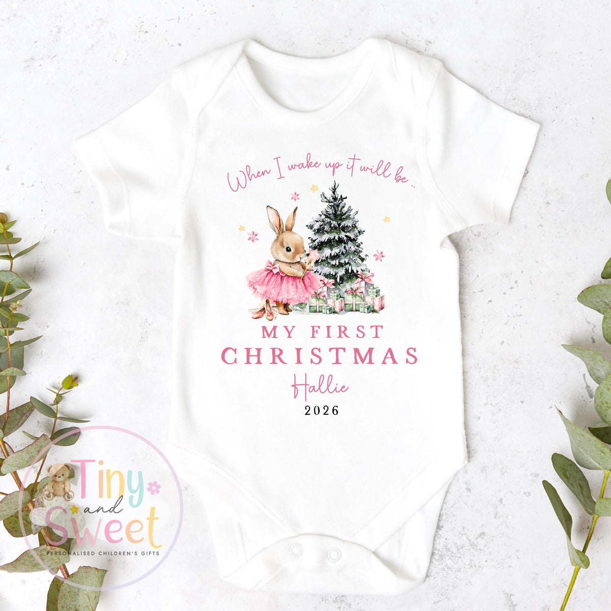 Personalised Teddy In Stocking Christmas Red Pyjamas
