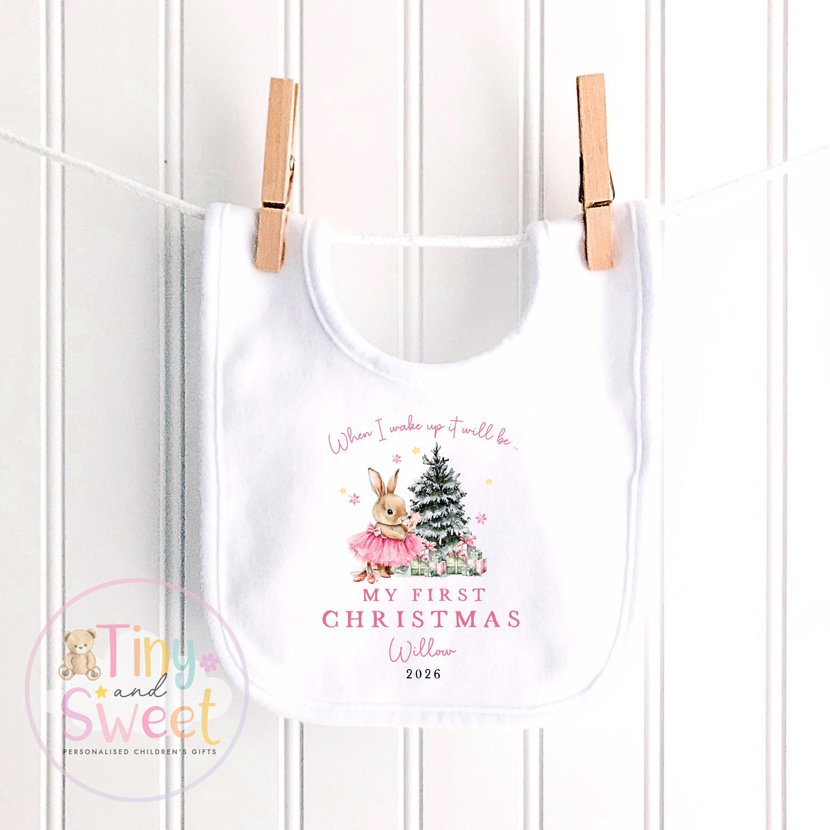 Personalised Teddy In Stocking Christmas Red Pyjamas