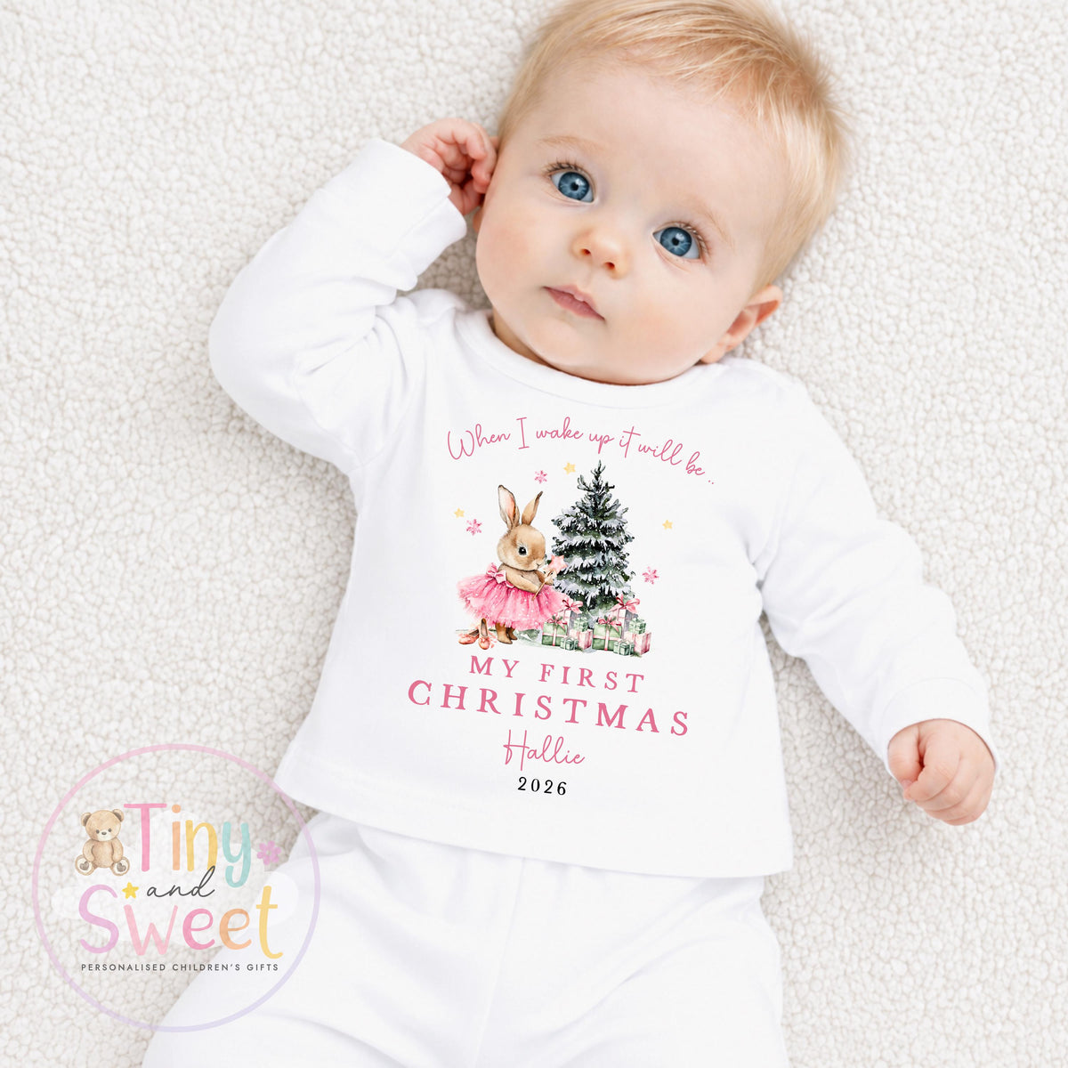 Personalised Teddy In Stocking Christmas Red Pyjamas