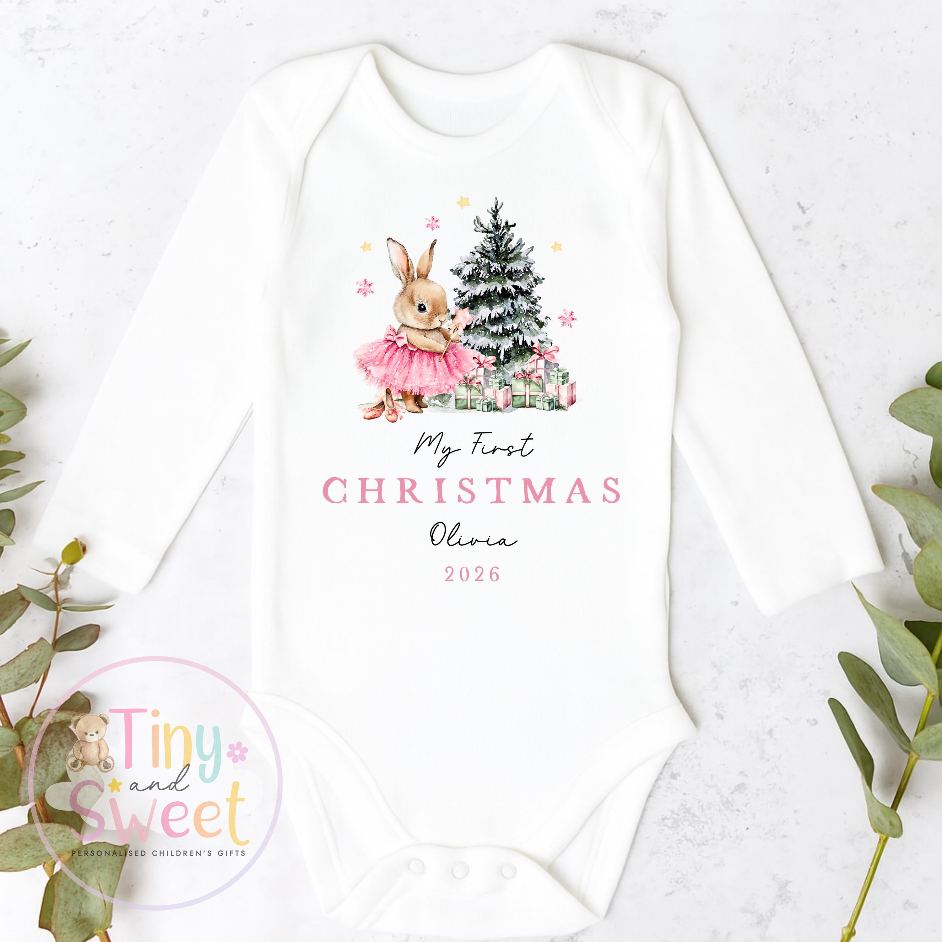 Personalised Babies First Christmas Sleepsuit, Babies 1st Xmas Gift Idea, Pyjamas, 1st Xmas Babygrow, Christmas Outfit for baby, Teddy