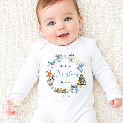 Personalised Babies First Christmas Sleepsuit, Babies 1st Xmas Gift Idea, Pyjamas, 1st Xmas Babygrow, Christmas Outfit for baby, Teddy