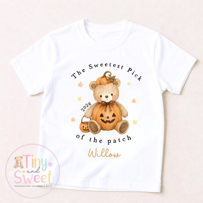 Personalised Halloween Sweatshirt or T Shirt for Kids, Halloween Top, Teddy T Shirt, Kids Halloween Outfits, Girls Halloween Gift