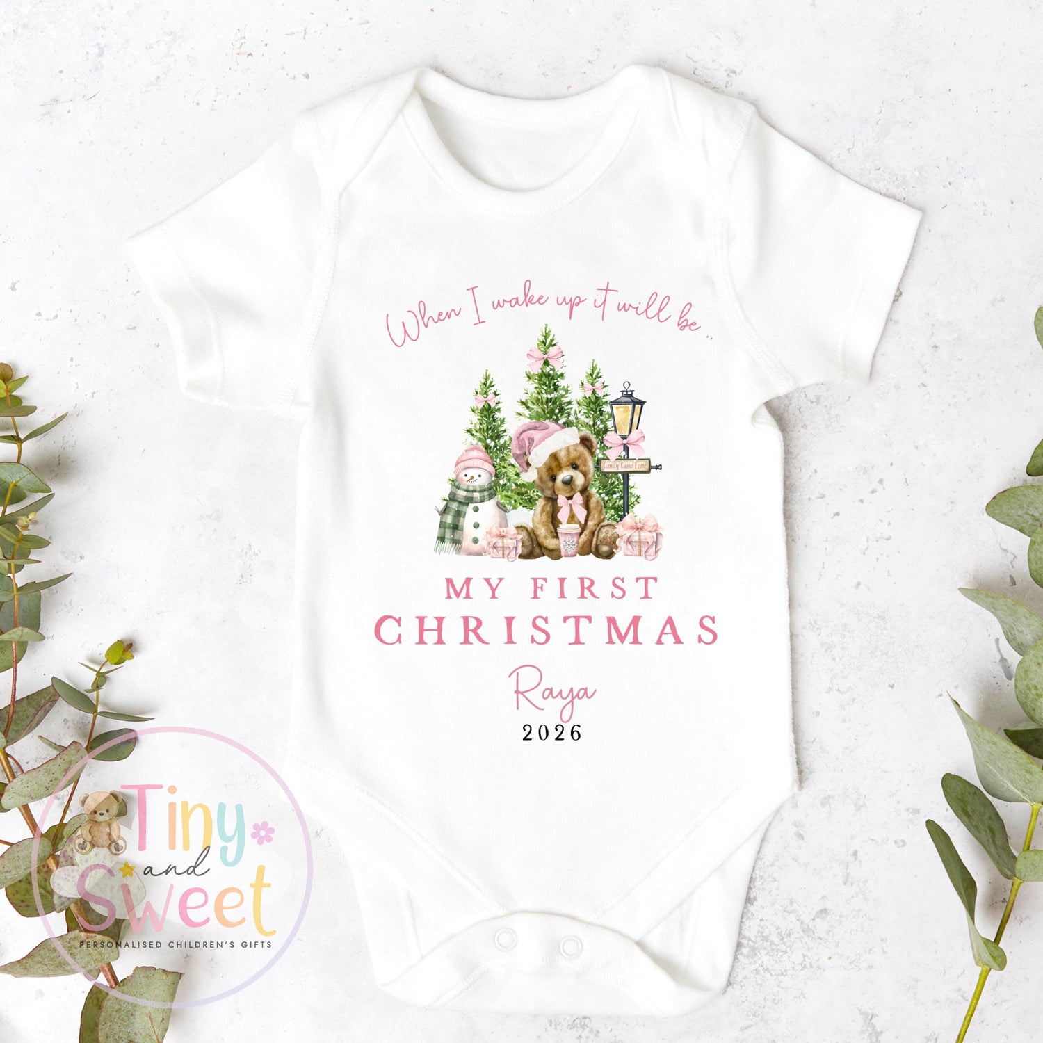 Personalised Babies First Christmas Sleepsuit, Babies 1st Xmas Gift Idea, Pyjamas, 1st Xmas Babygrow, Christmas Outfit for baby, Teddy