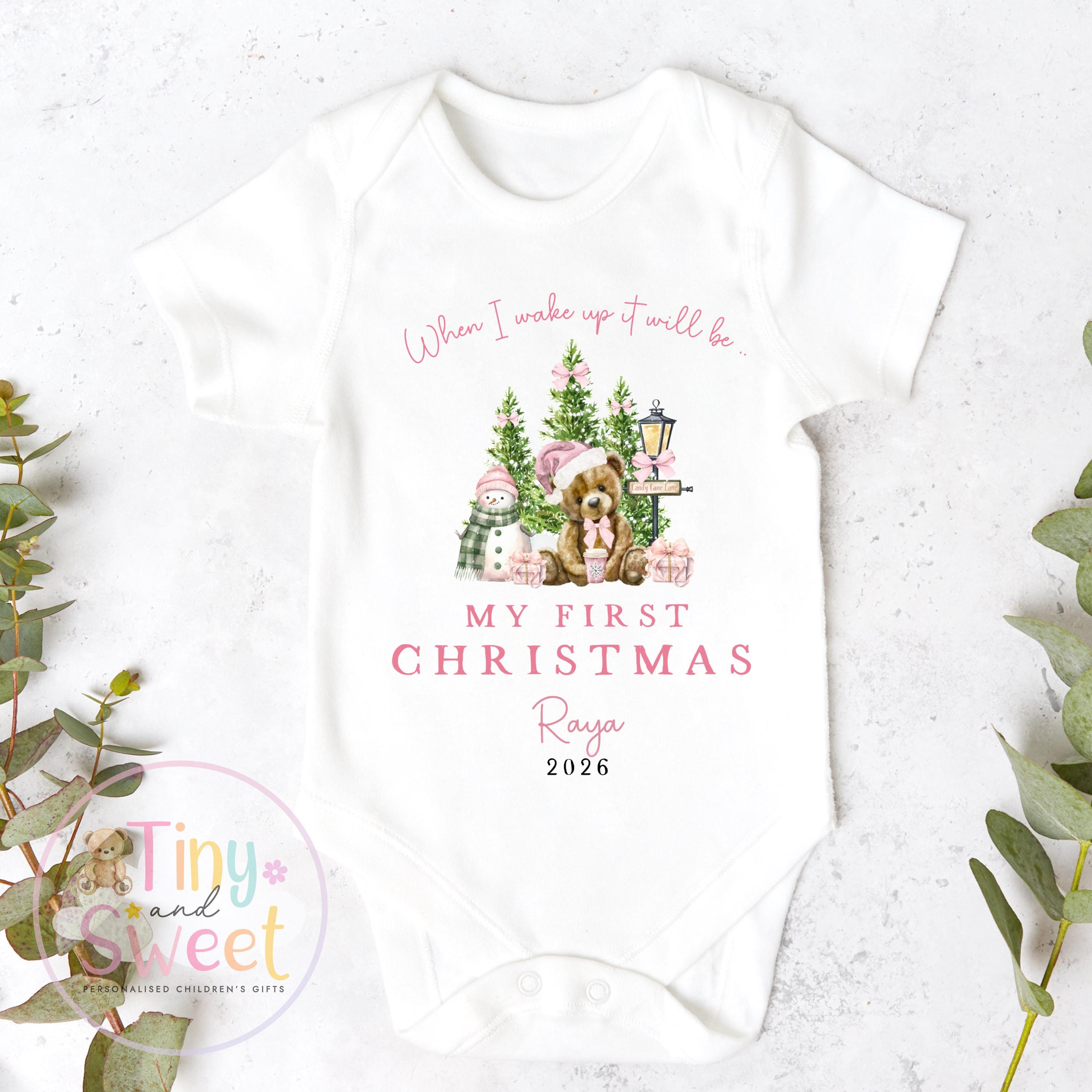Personalised Babies First Christmas Sleepsuit, Babies 1st Xmas Gift Idea, Pyjamas, 1st Xmas Babygrow, Christmas Outfit for baby, Teddy