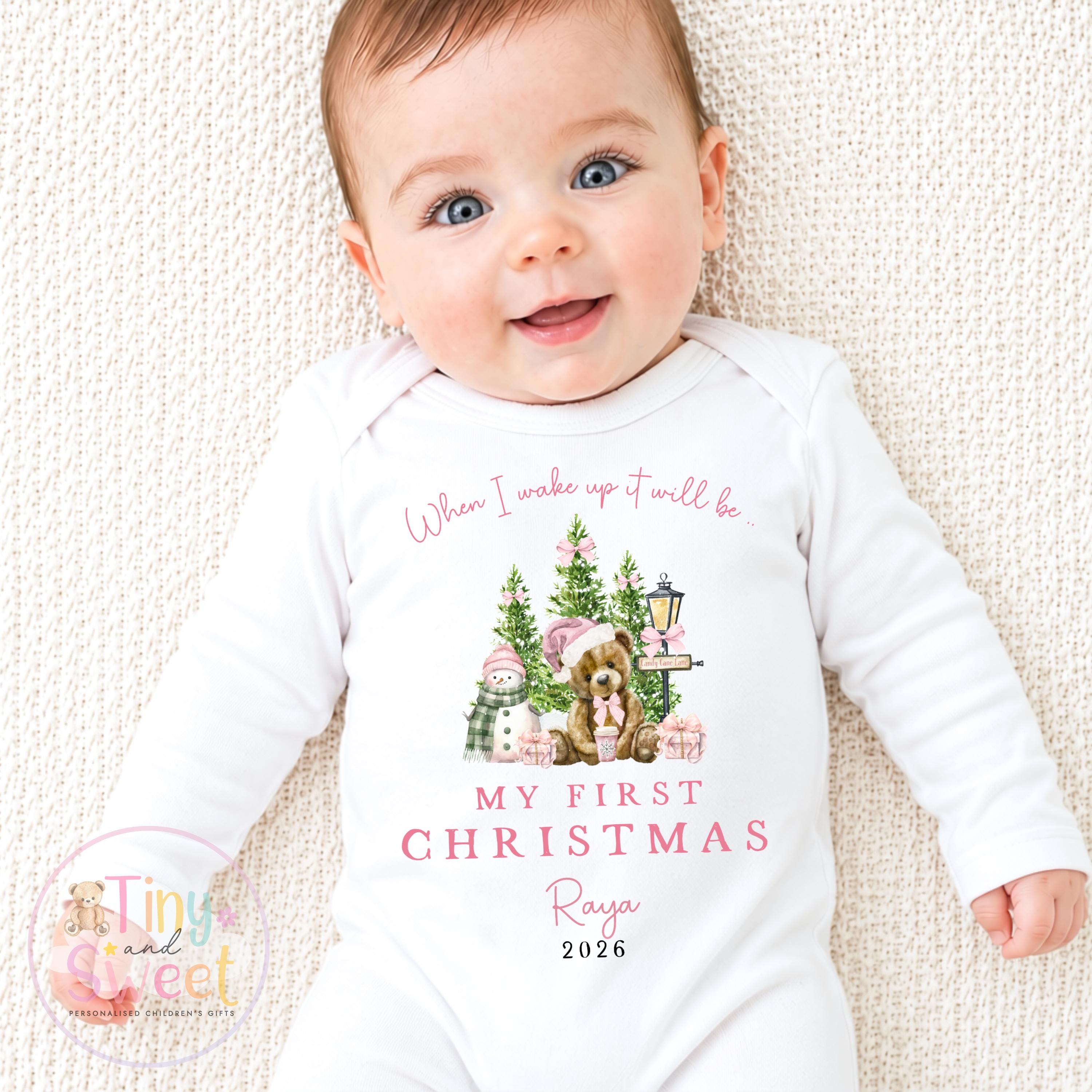 Personalised Babies First Christmas Sleepsuit, Babies 1st Xmas Gift Idea, Pyjamas, 1st Xmas Babygrow, Christmas Outfit for baby, Teddy