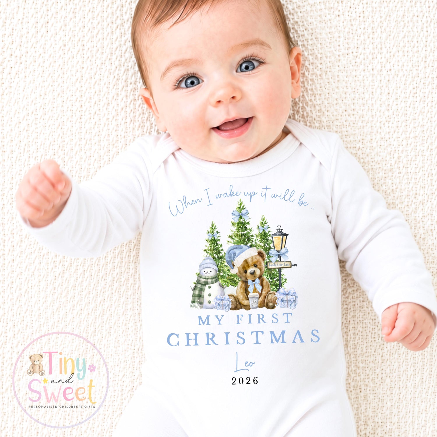 Personalised Babies First Christmas Sleepsuit, Babies 1st Xmas Gift Idea, Pyjamas, 1st Xmas Babygrow, Christmas Outfit for baby, Teddy
