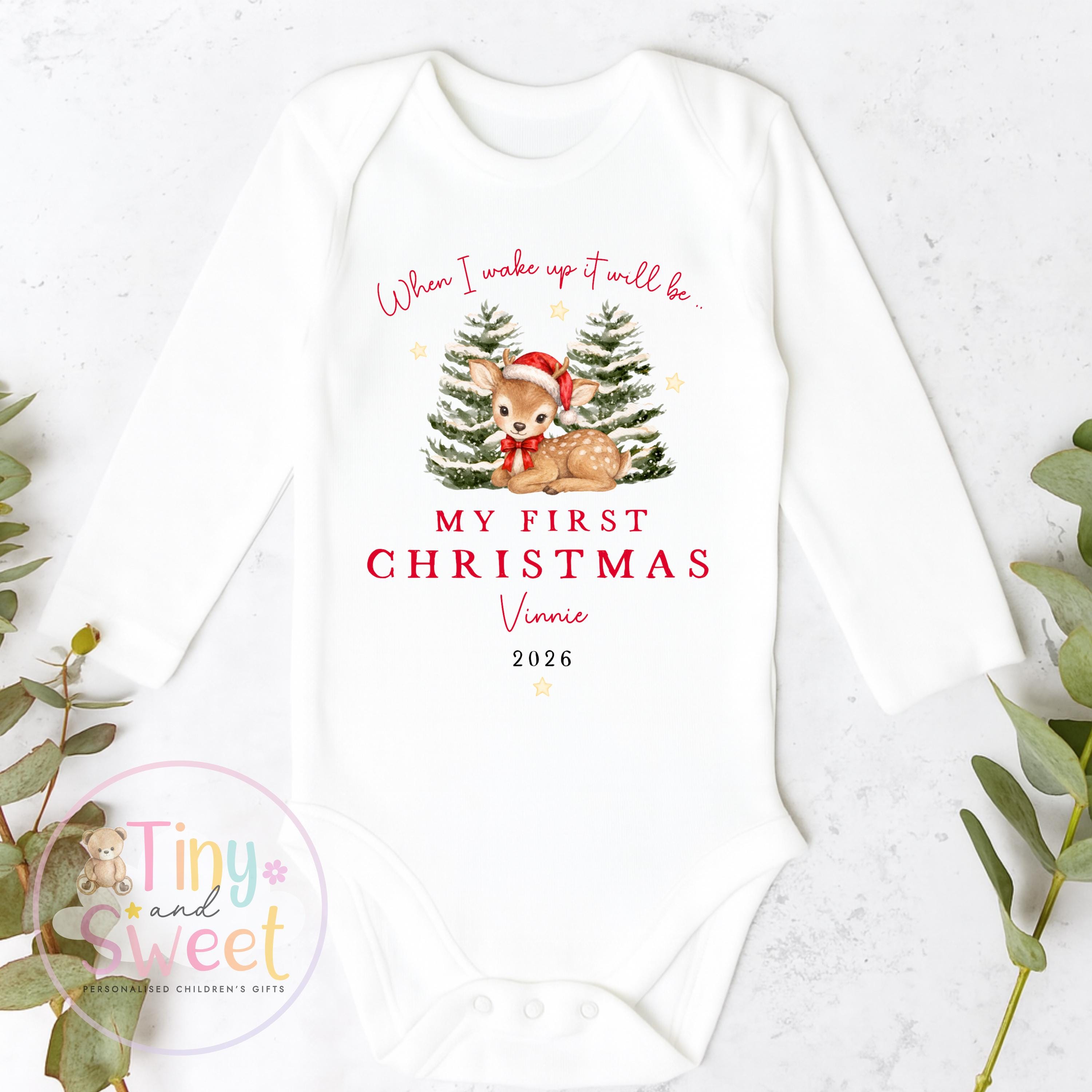 Personalised First Christmas Baby Grow , My First Christmas, Custom Name Sleepsuit, Baby’s First Christmas, Xmas Baby Outfit