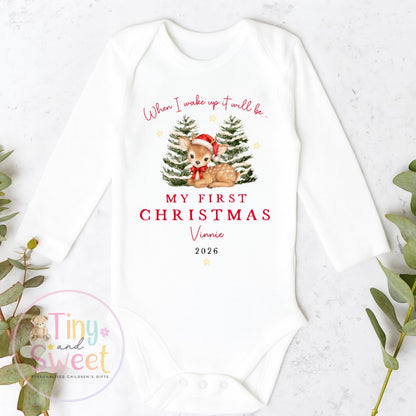 Personalised First Christmas Baby Grow , My First Christmas, Custom Name Sleepsuit, Baby’s First Christmas, Xmas Baby Outfit
