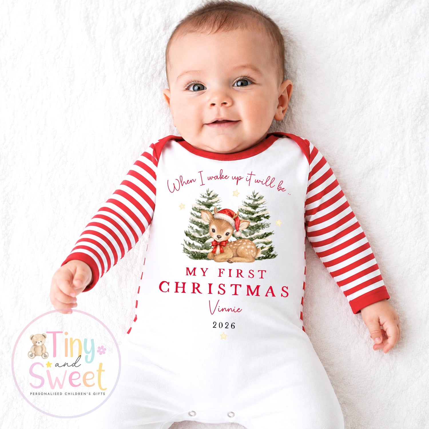 Personalised First Christmas Baby Grow , My First Christmas, Custom Name Sleepsuit, Baby’s First Christmas, Xmas Baby Outfit