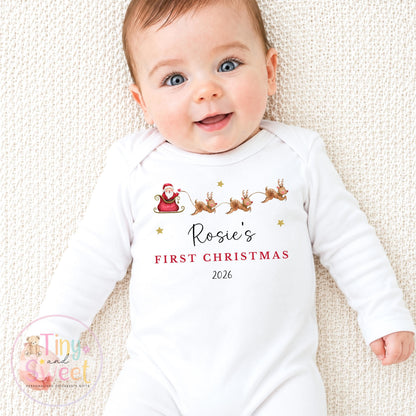 My First Christmas Sleepsuit, Personalised My First Christmas Babygrow, Baby’s 1st Christmas Outfit, Newborn Christmas Outfit, First Xmas