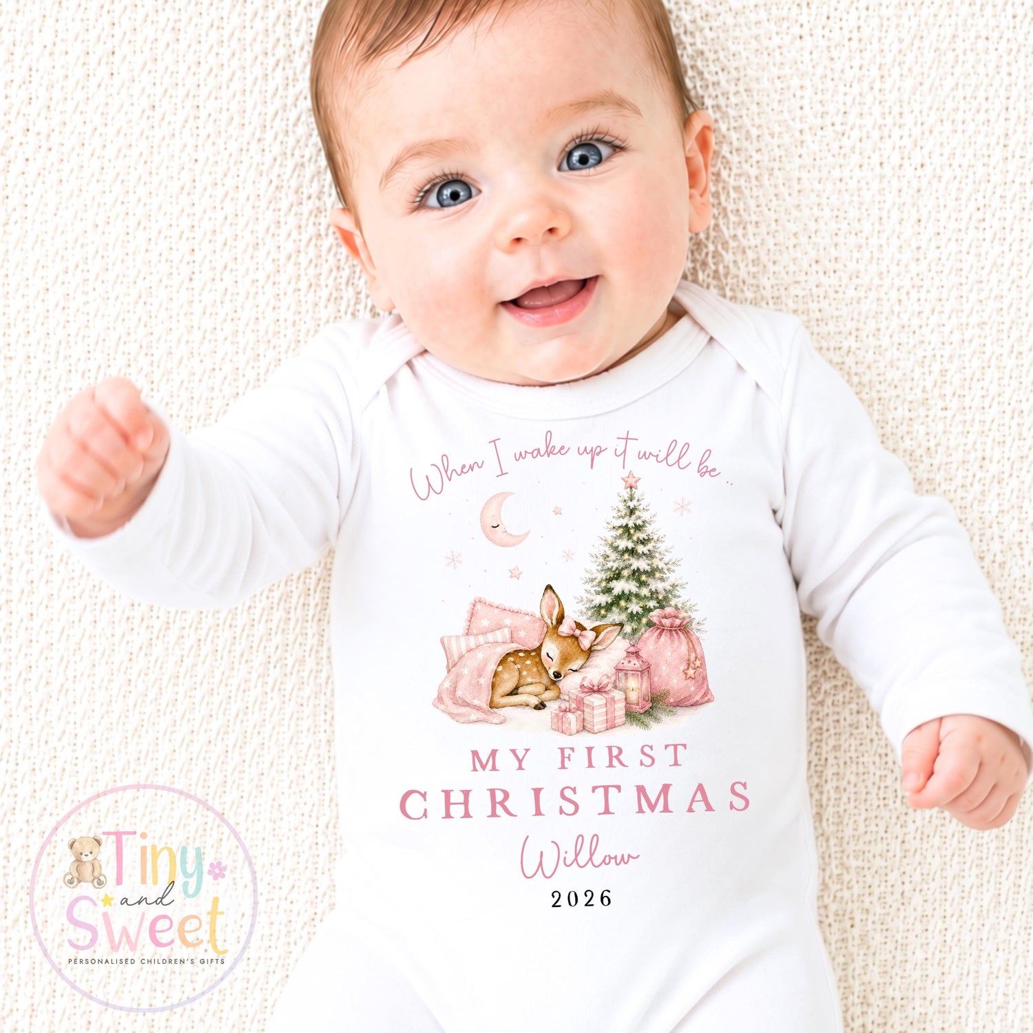 Personalised Babies First Christmas Sleepsuit, Babies 1st Xmas Gift Idea, Pyjamas, 1st Xmas Babygrow, Christmas Outfit for baby, Teddy
