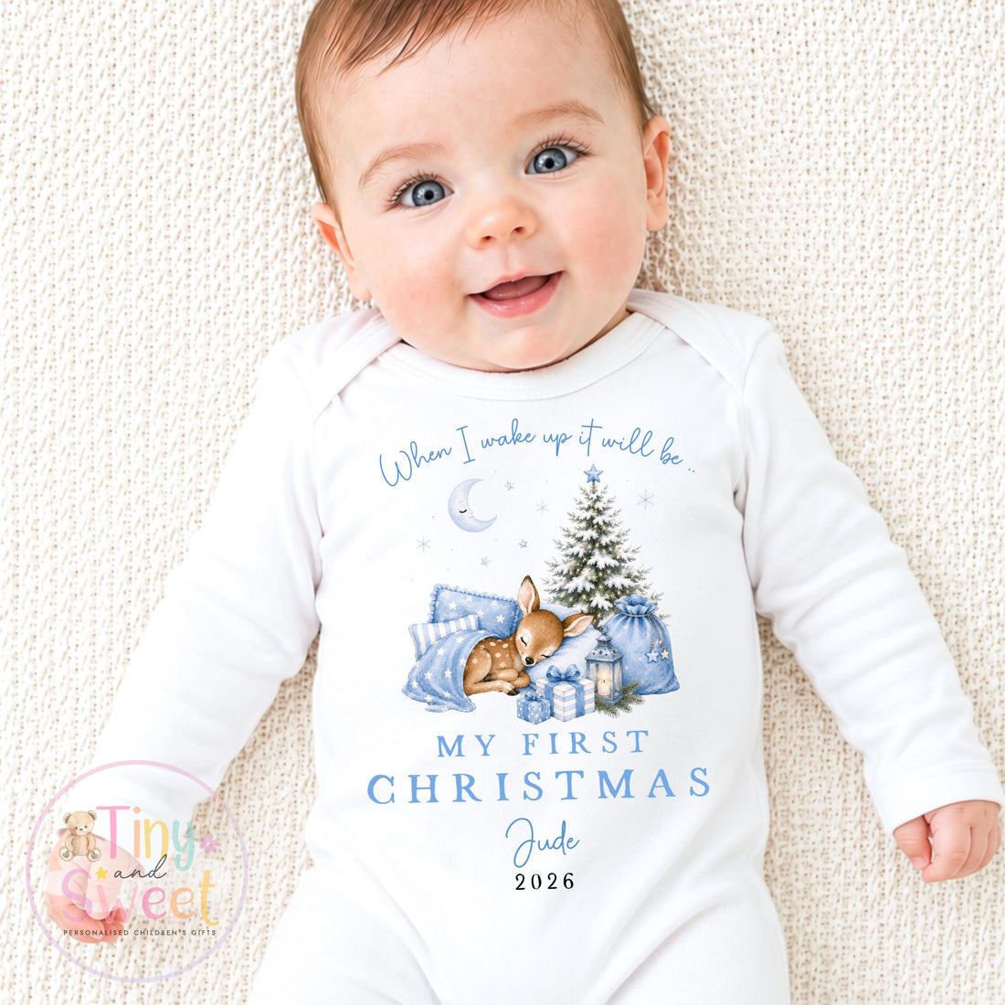 Personalised Babies First Christmas Sleepsuit, Babies 1st Xmas Gift Idea, Pyjamas, 1st Xmas Babygrow, Christmas Outfit for baby, Teddy