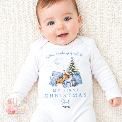 Personalised Babies First Christmas Sleepsuit, Babies 1st Xmas Gift Idea, Pyjamas, 1st Xmas Babygrow, Christmas Outfit for baby, Teddy