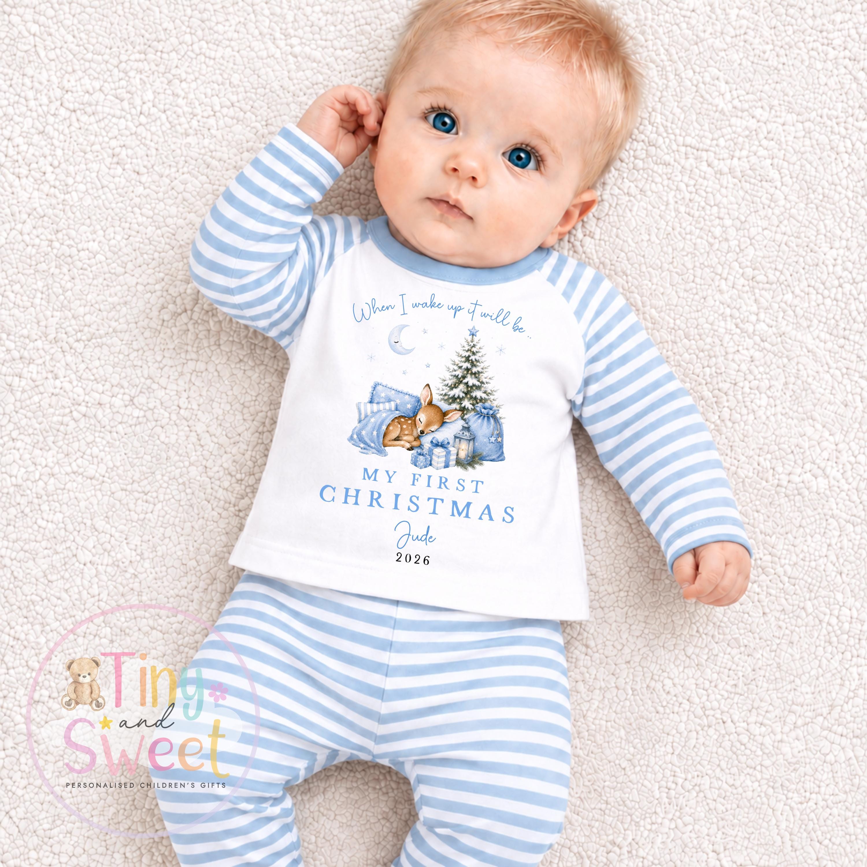 Personalised Babies First Christmas Sleepsuit, Babies 1st Xmas Gift Idea, Pyjamas, 1st Xmas Babygrow, Christmas Outfit for baby, Teddy