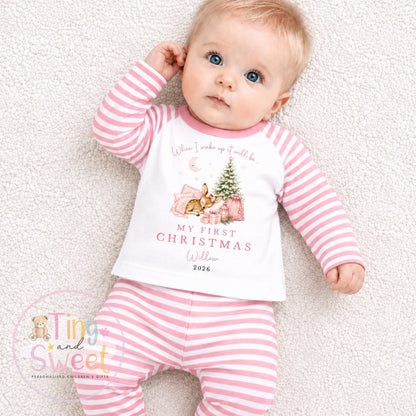 Personalised Babies First Christmas Sleepsuit, Babies 1st Xmas Gift Idea, Pyjamas, 1st Xmas Babygrow, Christmas Outfit for baby, Teddy