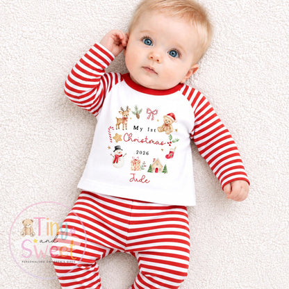 My First Christmas Sleepsuit, Personalised My First Christmas Babygrow, Baby’s 1st Christmas Outfit, Newborn Christmas Outfit, First Xmas